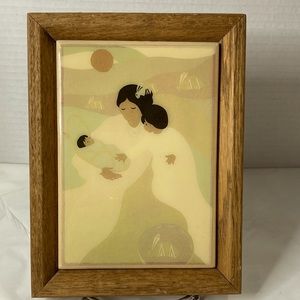 Mindres Lullaby Framed Ceramic Tile Art Jacqueline Rochester Mother Child & Baby